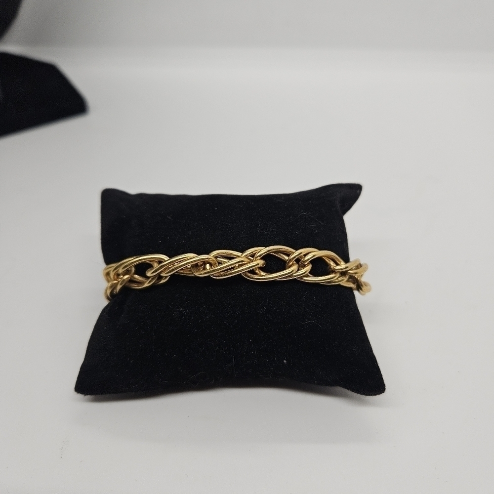 yellow gold tone chain bracelet with foldover clasp